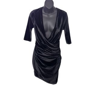New With TAGS‎ Tobi All Wrapped Up velvet bodycon dress size S/P NWT Black